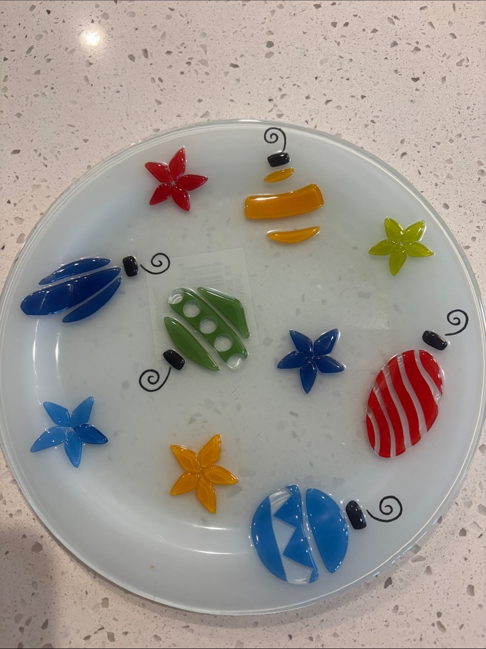Block Crystal 9” Salad Plates, Set of 4, Colorful Fused Ornaments, NWT
